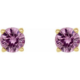 14K Yellow 4 mm Natural Pink Sapphire Stud Earrings